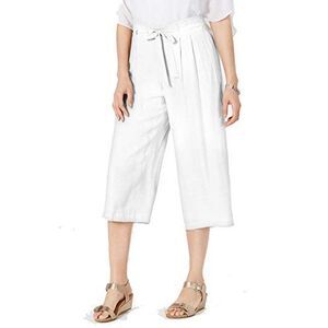 JM Collection Tie-Front Textured Capri Pants Bright White S